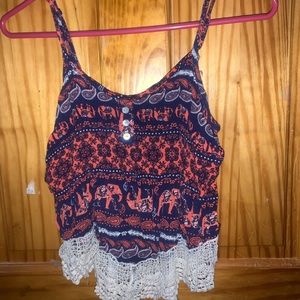 Elephant pattern Crop Tank top
